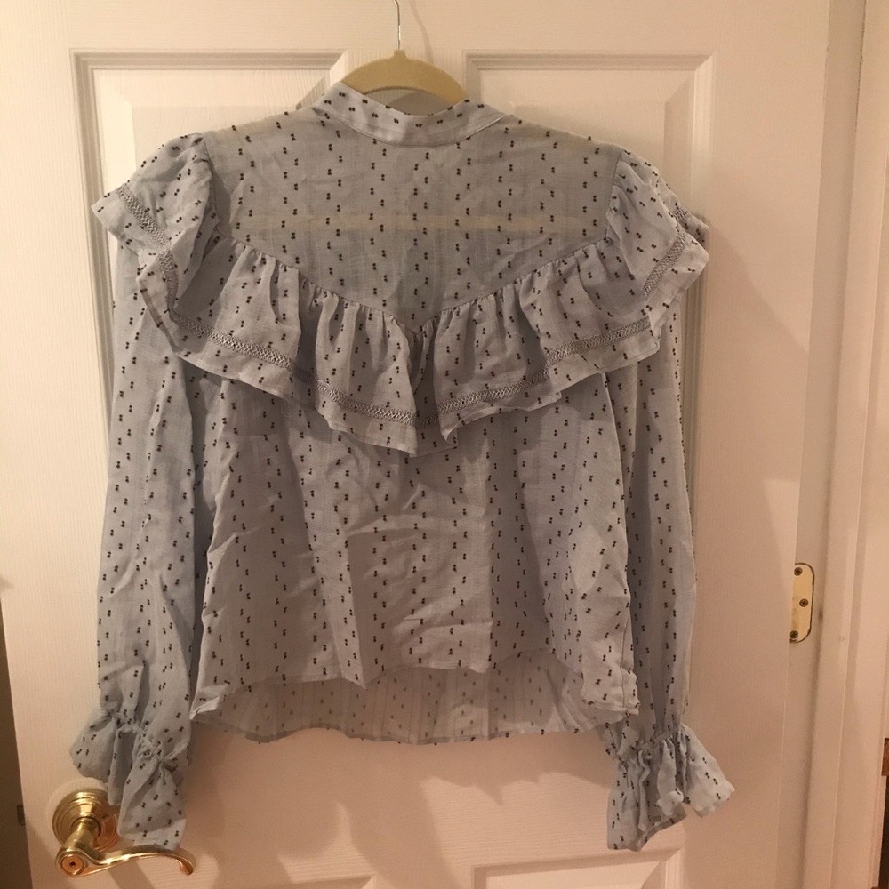 Zara baby blue peasant top